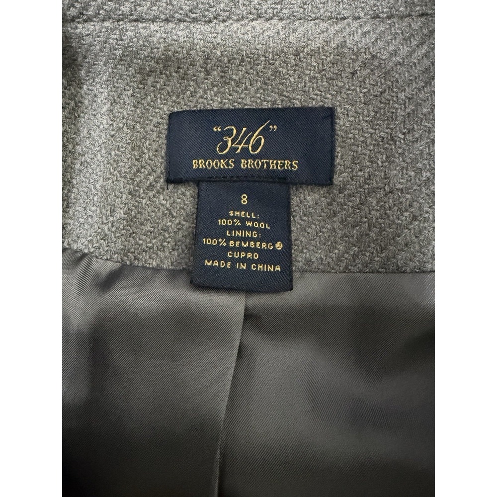 Brooks Brothers 346 Womens 8 Gray Wool Mandarin Collar Tailored Career Jacket - Picture 3 of 8